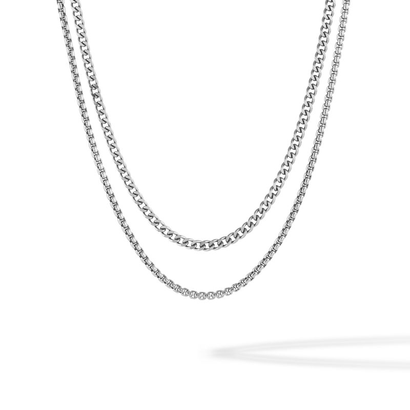 Box Curb Chain Necklace Silver 2