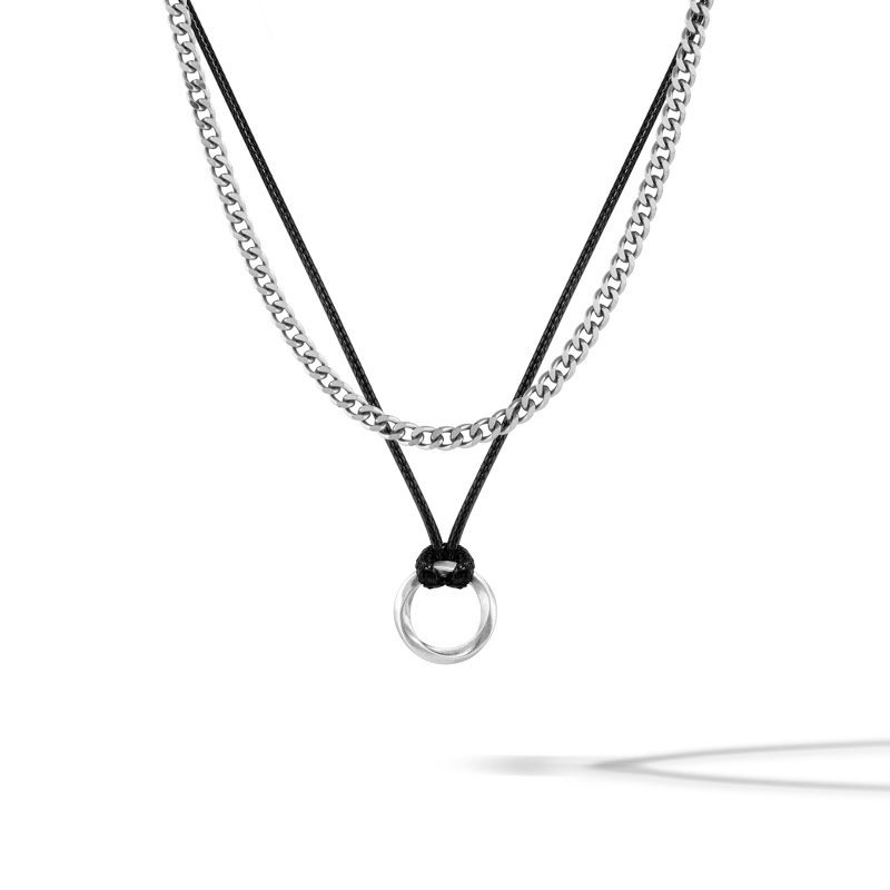 Kairos Pendant Curb Chain Necklace SIlver 1