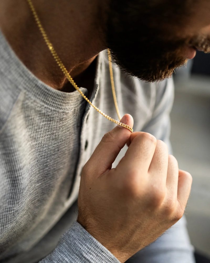 Mens14kGoldCuban3mmNecklace