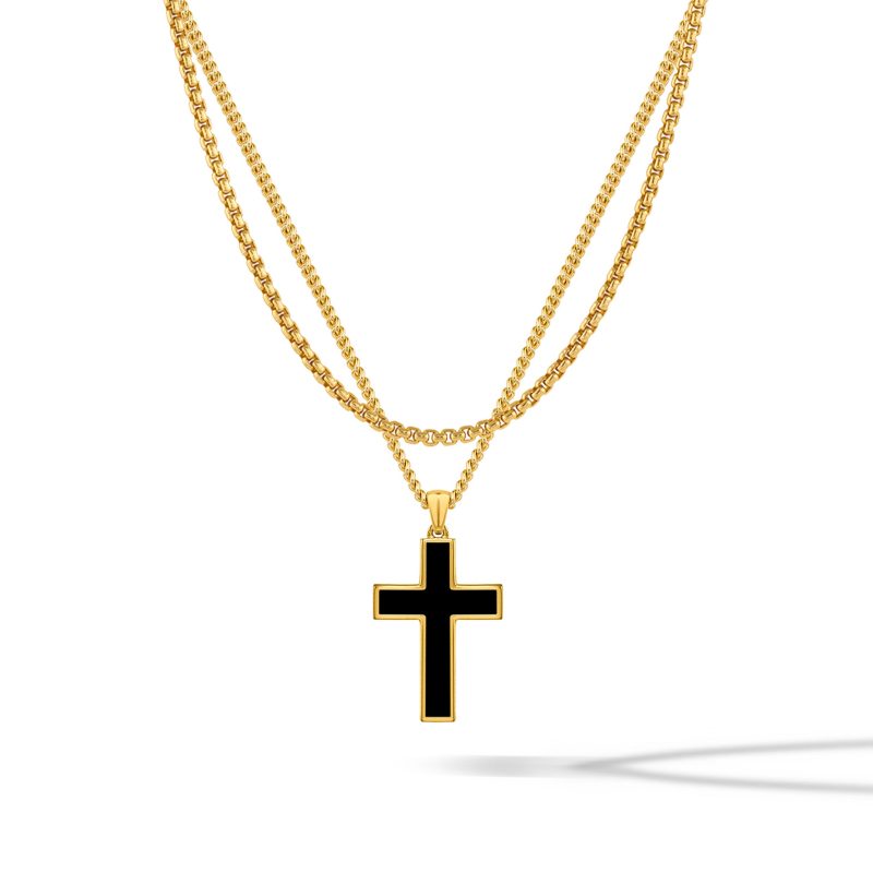 Stone Cross Pendant Box Necklace Gold 110c19f9 4117 4202 9335 6c18145d47b1