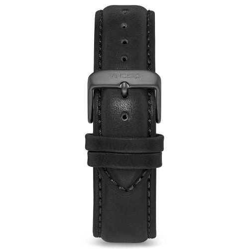 Men's Luxury Black Italian Leather Watch Band Strap Gunmetal Clasp | Color: Gunmetal