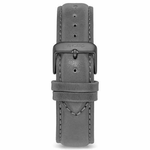 Men's Luxury Gray Italian Leather Interchangeable Watch Band Strap Gunmetal Clasp | Color: Gunmetal