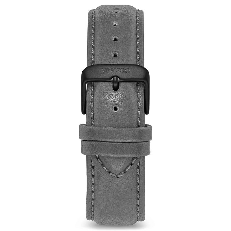 Men's Luxury Gray Italian Leather Watch Band Strap Matte Black Clasp | Color: Matte Black