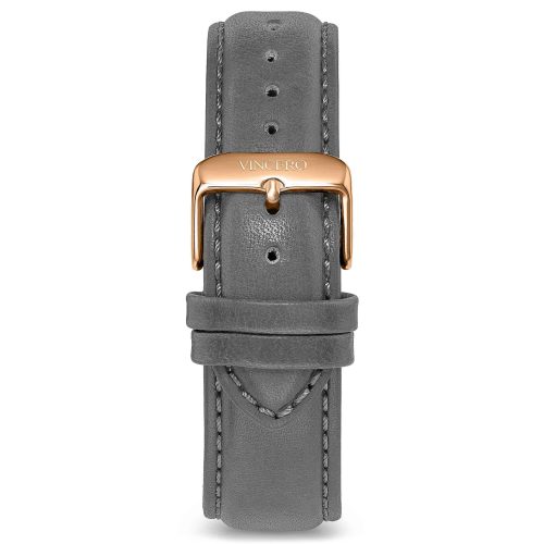 Men's Luxury Gray Italian Leather Watch Band Strap Rose Clasp | Color: Rose Gold