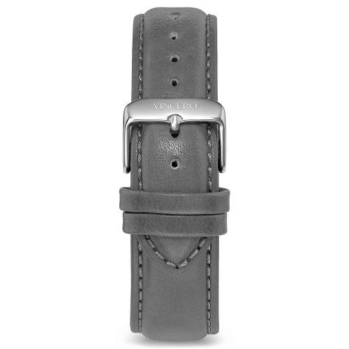 Men's Luxury Gray Italian Leather Watch Band Strap Silver Clasp | Color: Silver