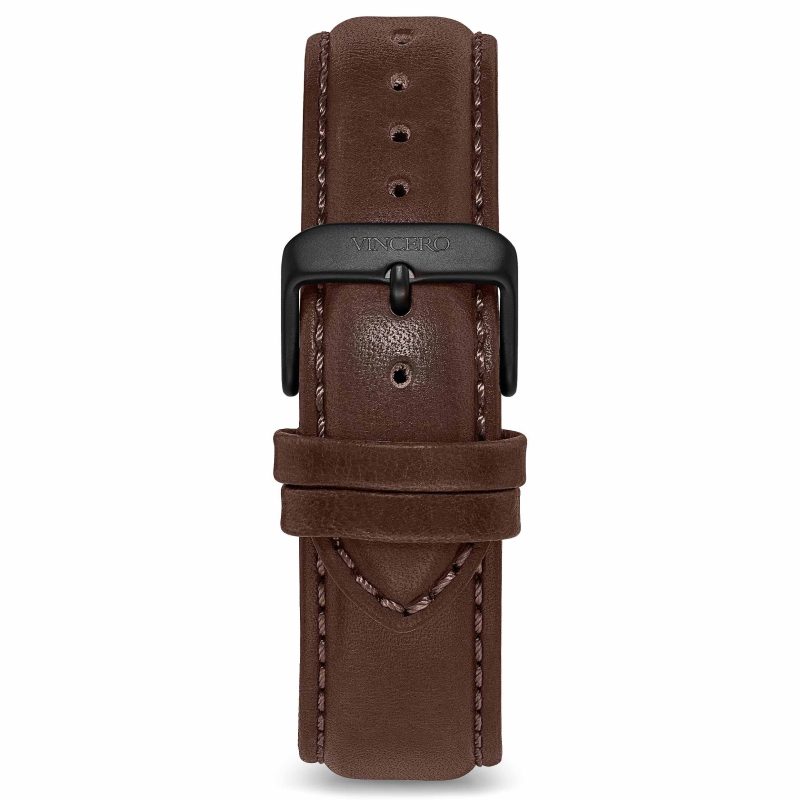 Men's Luxury Walnut Italian Leather Watch Band Strap Matte Black Clasp | Color: Matte Black