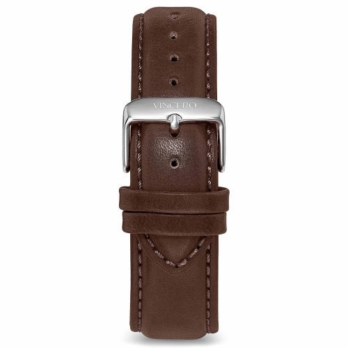 Men's Luxury Walnut Italian Leather Watch Band Strap Silver Clasp | Color: Silver