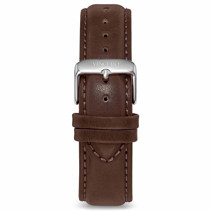 Men's Luxury Walnut Italian Leather Watch Band Strap Silver Clasp | Color: Silver