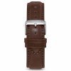 Classic - Walnut 20mm Men's Luxury Walnut Italian Leather Interchangeable Watch Band Strap Silver Clasp | Color: Silver