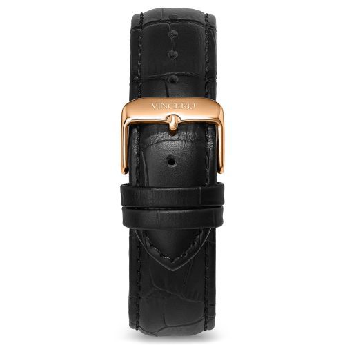 Men's Luxury Black Croc Italian Leather Watch Band Strap Rose Gold Clasp | Color: Rose Gold