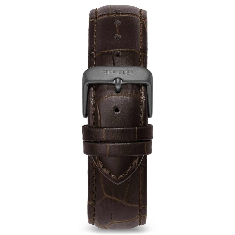 Men's Luxury Espresso Croc Italian Leather Watch Band Strap Gunmetal Clasp | Color: Gunmetal