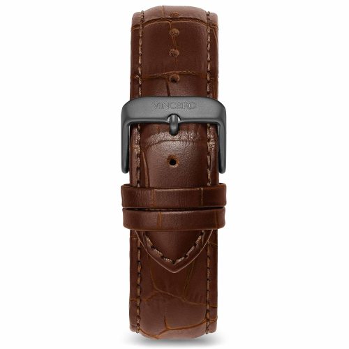 Men's Luxury Black Croc Italian Leather Watch Band Strap Gunmetal Clasp | Color: Gunmetal