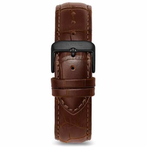 Men's Luxury Mocha Croc Italian Leather Interchangeable Watch Band Strap Matte Black Clasp | Color: Matte Black