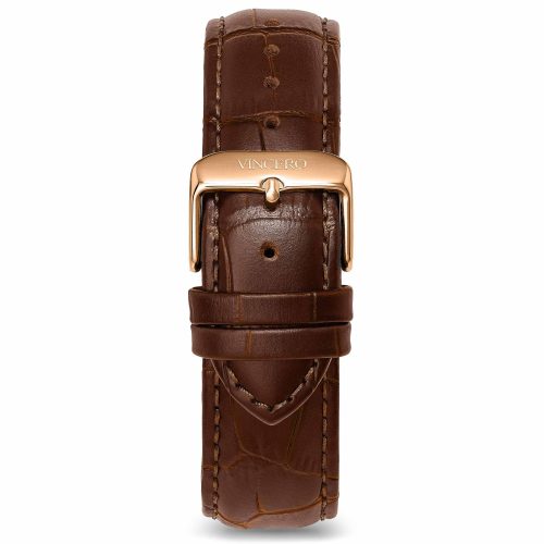 Men's Luxury Black Croc Italian Leather Watch Band Strap Rose Gold Clasp | Color: Rose Gold