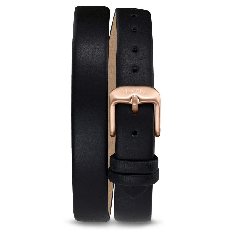 natural leather double jet black rose gold