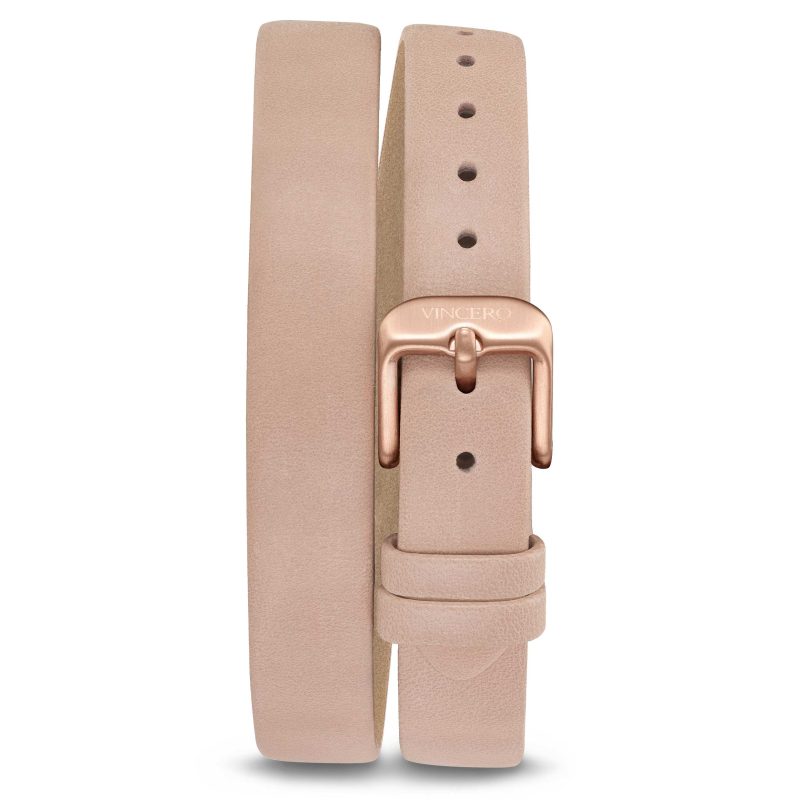 natural leather double pale pink rose gold