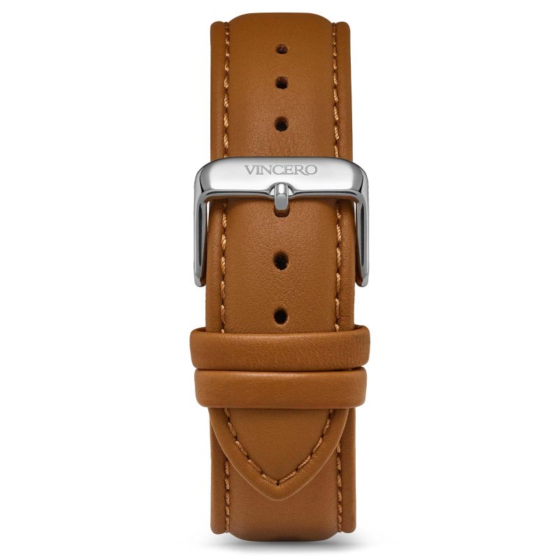 tan leather strap silver